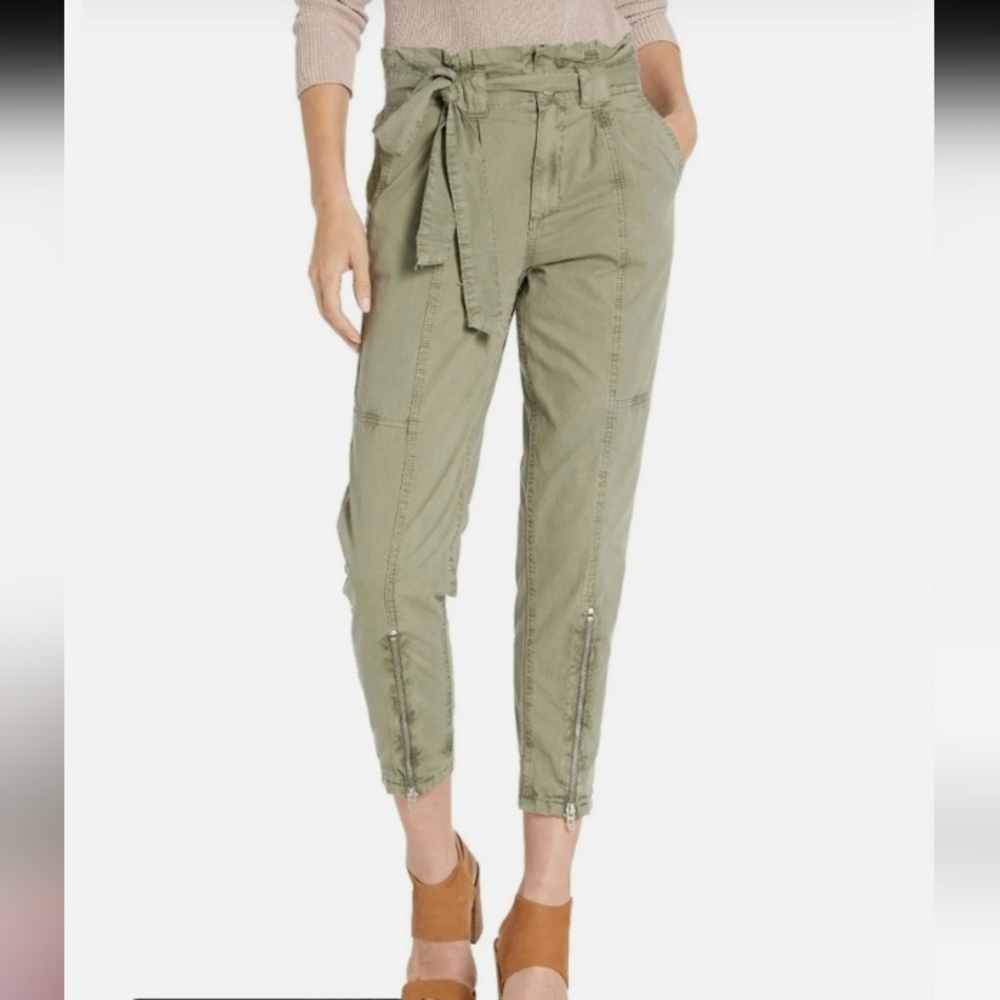 Blank NYC Olive Cargo Pants with Zipper Accents